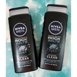 2 Bottles Nivea For Men Deep Clean Body Wash Rock